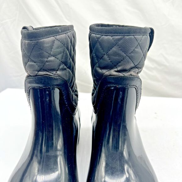 Tommy Hilfiger  Women’s Freza Black Quilted Rain Boots Size 8 - Picture 4 of 14